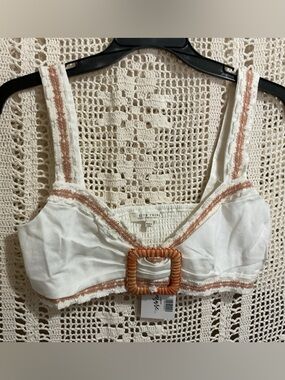 NWT 12th Tribe linen crop top bra top Small